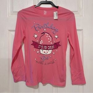 Children’s Place Happy Birthday Long Sleeve T-Shirt Girls Pink Cupcake NWT XL 14